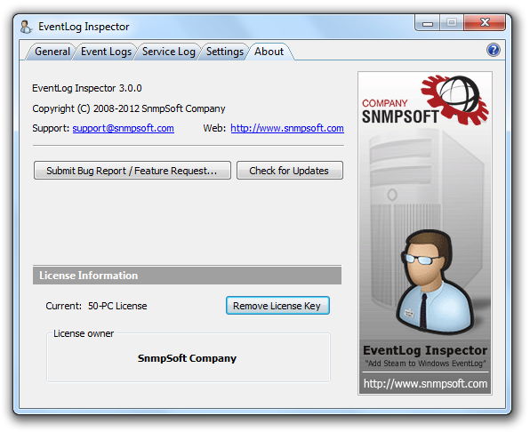 EventLog Inspector - About Tab