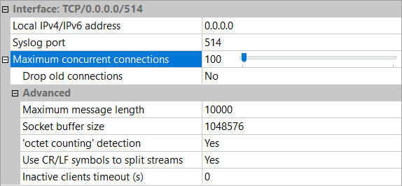 Server Configuration - TCP Network Interfaces