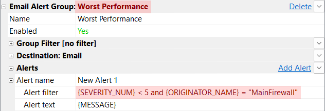 Email Alert Group - Worst Performance Example