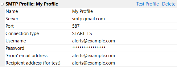 SMTP Profile - Email Account