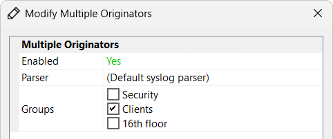 Originator Properties - Assign Originators to Groups