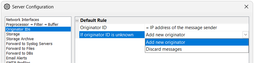 Option to Deal with Unknown Originators