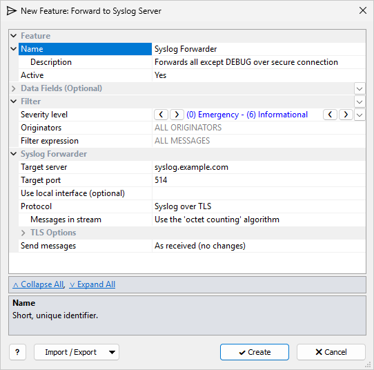 Syslog Watcher — Forward to Syslog Server feature