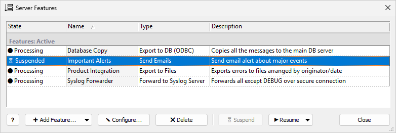 Syslog Watcher — Server Features