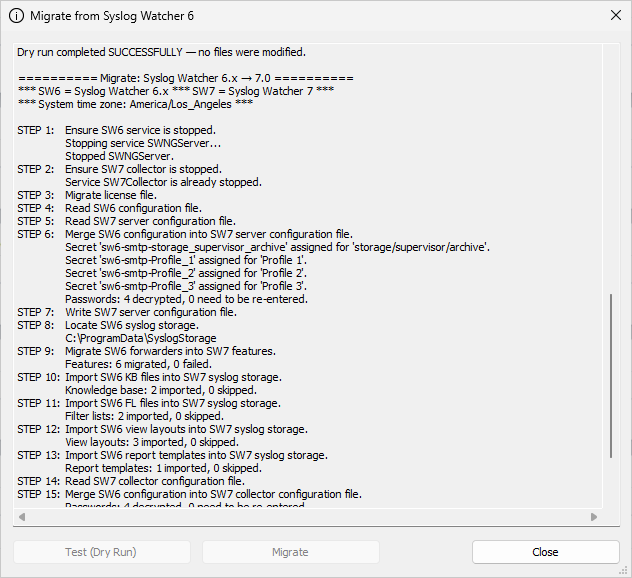 Syslog Watcher — Migrate from Version 6