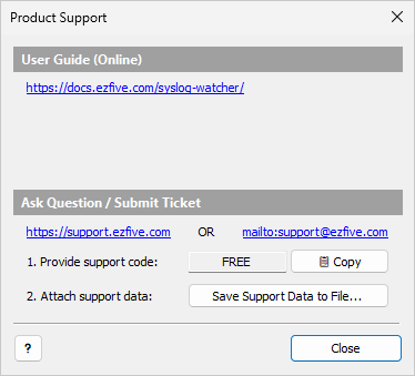 Syslog Watcher — Product Support