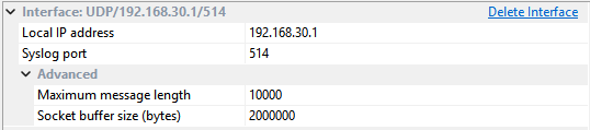 Syslog Collector Configuration - UDP Network Interface
