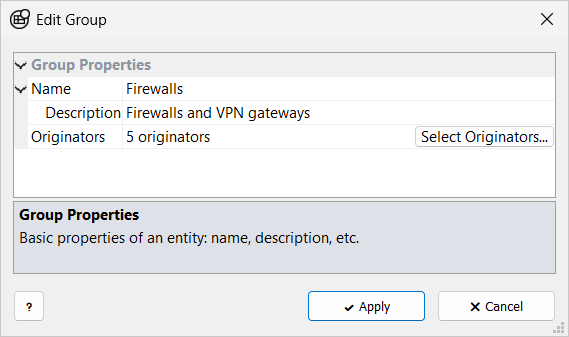 Edit Group window with the group name