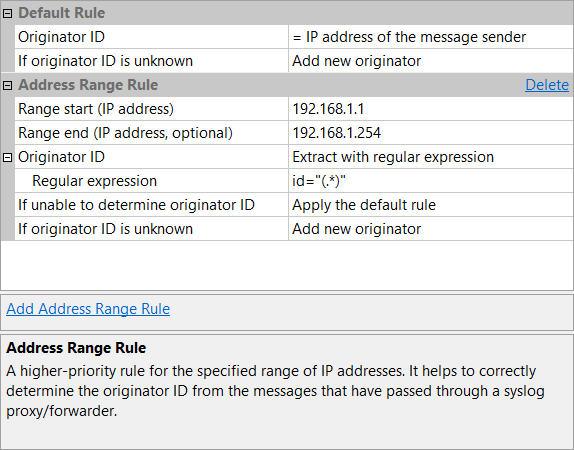Server Configuration - Additional Address Range Rule